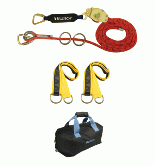 FallTech 2 Person Kernmantle Rope Horizontal Lifeline Kit with Energy Absorber